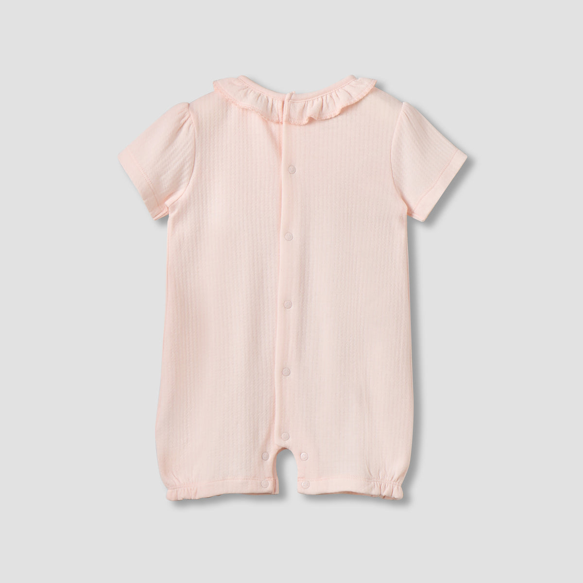 Giggles Round Neck Short Sleeves Romper with Snap Button Closure