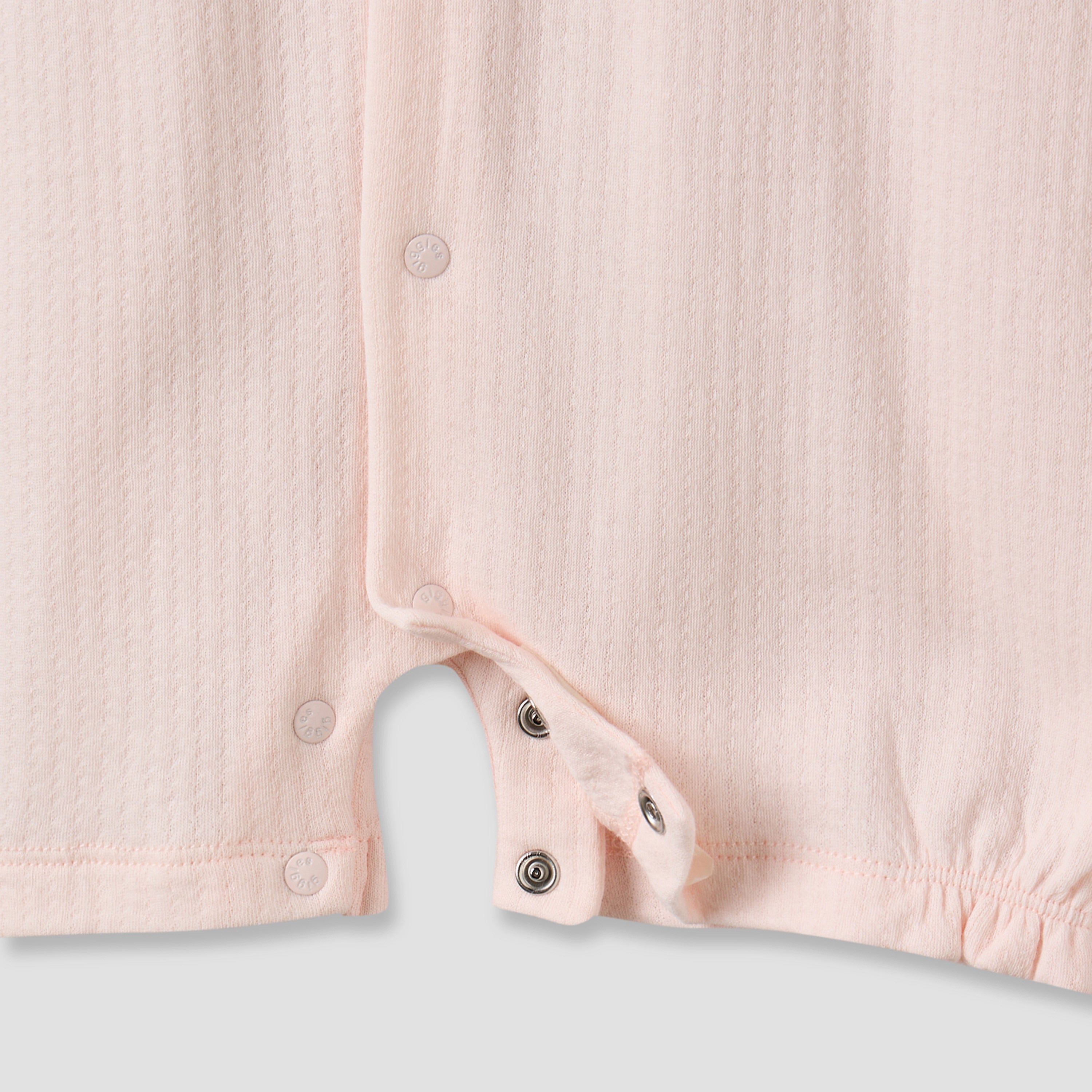 Giggles Round Neck Short Sleeves Romper with Snap Button Closure