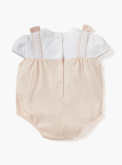 Giggles Panelled Bodysuit with Ruffles and Cap Sleeves-baby-girls-clothing-rompers-image-2
