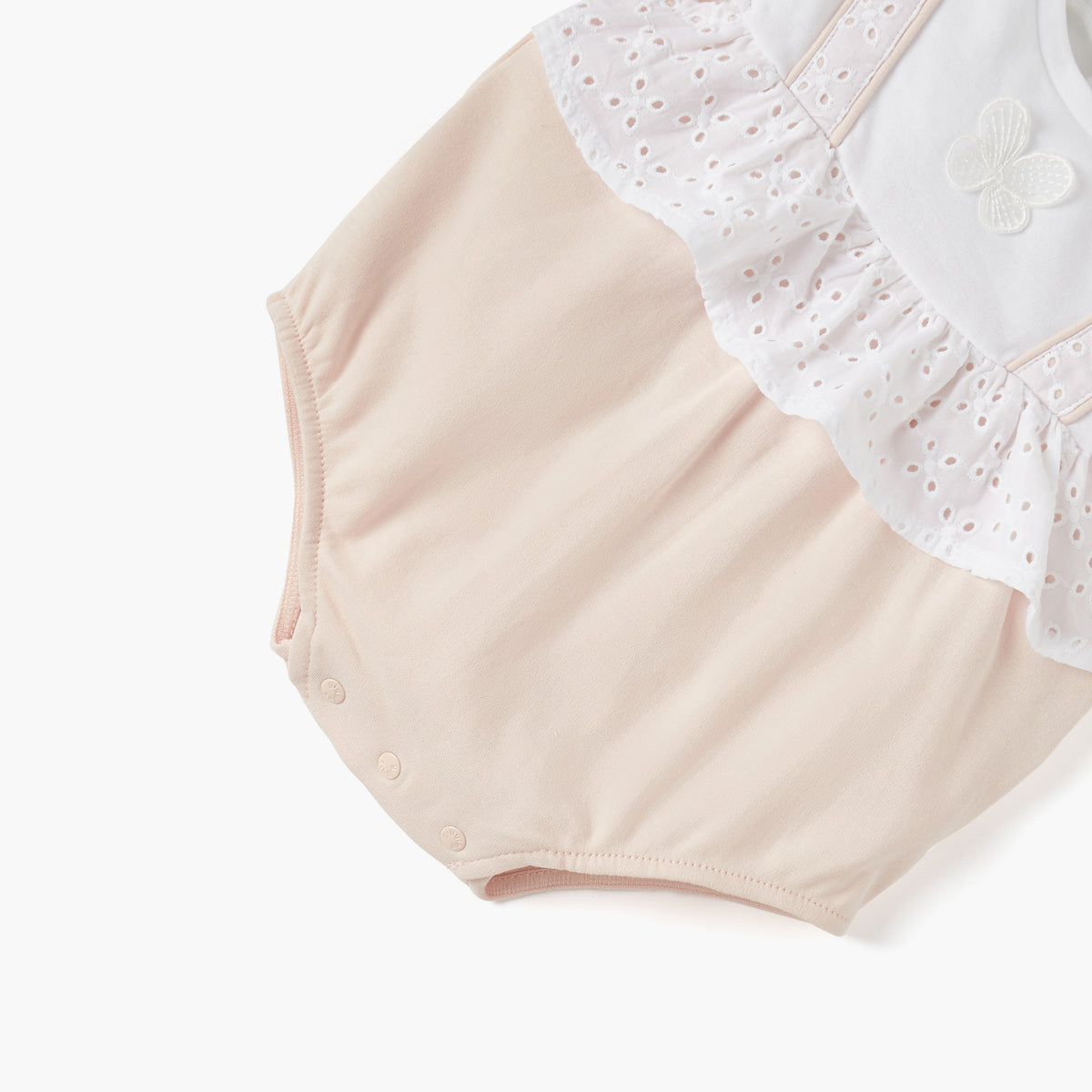 Giggles Panelled Bodysuit with Ruffles and Cap Sleeves