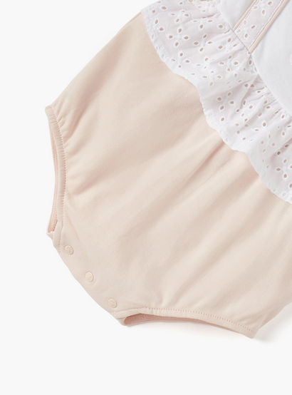 Giggles Panelled Bodysuit with Ruffles and Cap Sleeves-baby-girls-clothing-rompers-image-4