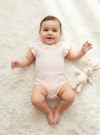 Giggles Cotton Round Neck Short Sleeves Bodysuit with Snap Button Closure-baby-girls-clothing-bodysuits-image-1