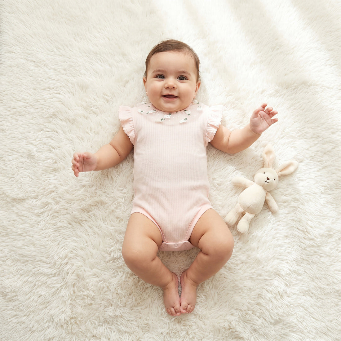 Giggles Cotton Round Neck Short Sleeves Bodysuit with Snap Button Closure - Pink / 12-18 mths