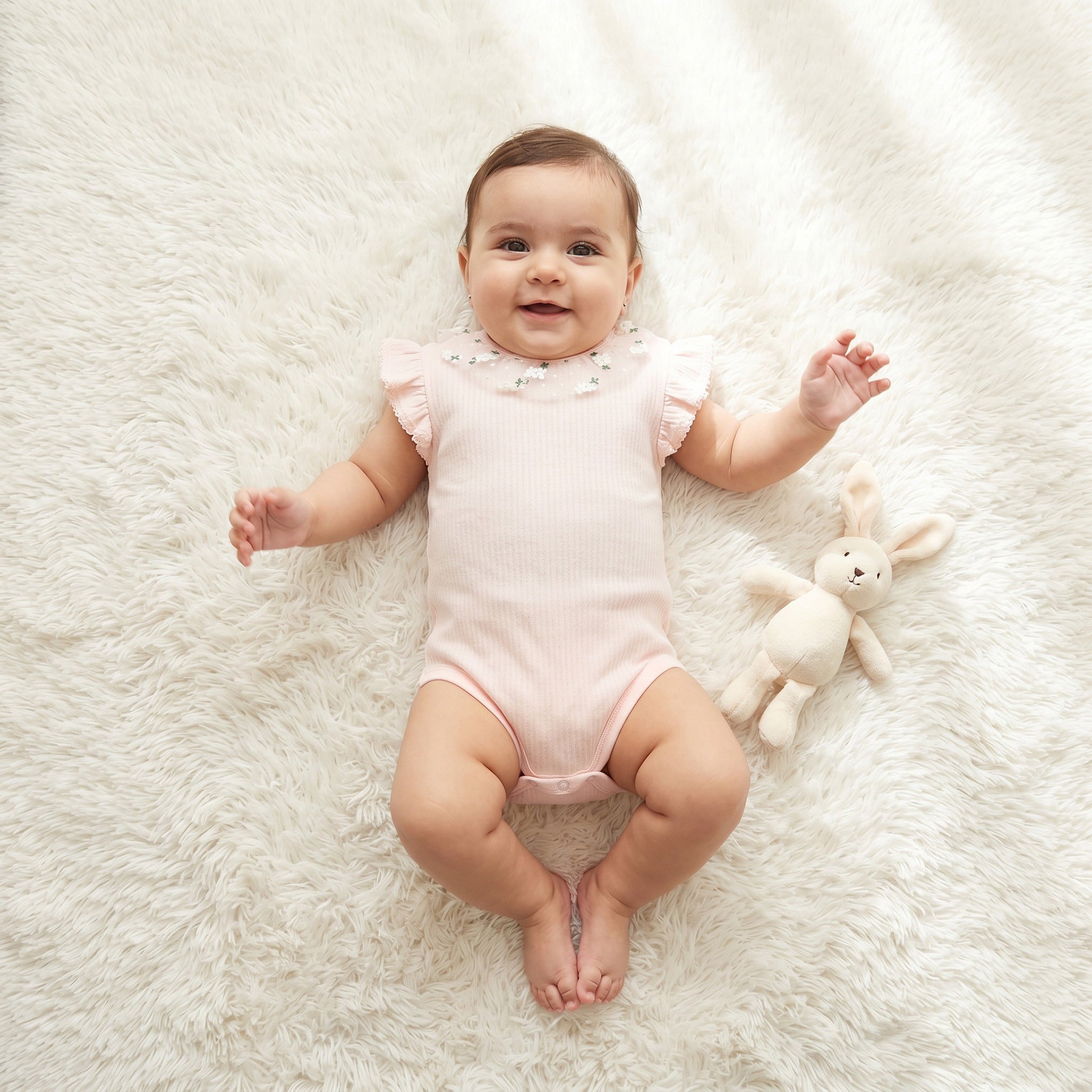 Giggles Cotton Round Neck Short Sleeves Bodysuit with Snap Button Closure - Pink / 12-18 mths