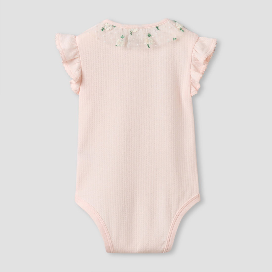 Giggles Cotton Round Neck Short Sleeves Bodysuit with Snap Button Closure