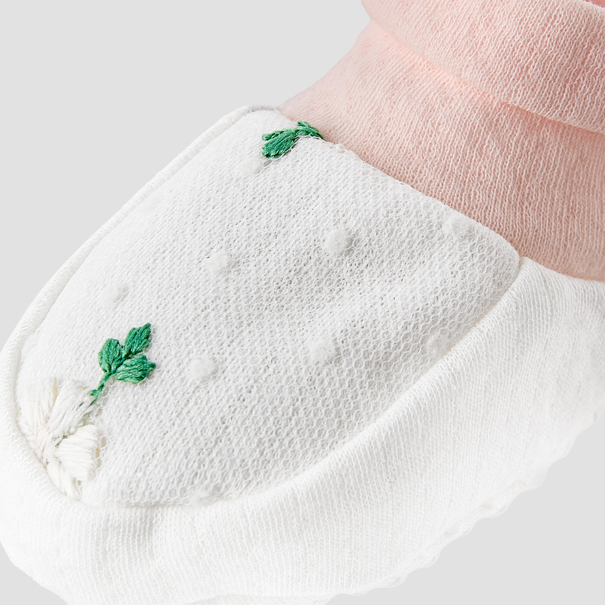 Giggles Booties with Floral Embroidery