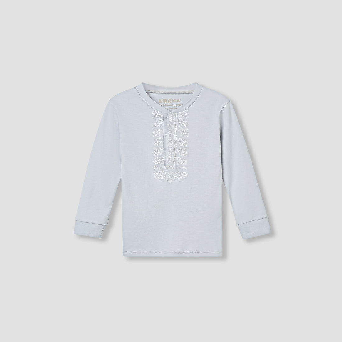 Giggles Pyjama Set with Embroidery - Cotton - Long Sleeves - Round Neck