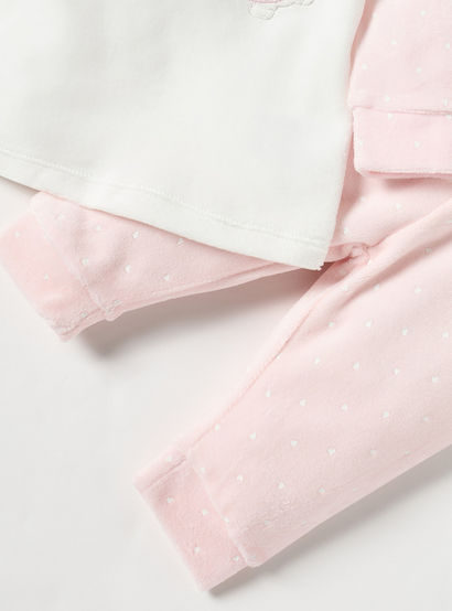 Juniors Teddy and Mouse Applique Long Sleeves Velour Sweatshirt and Pyjama Set-baby-girls-clothing-nightwear-pyjamasets-image-5