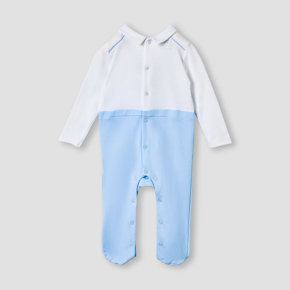 Giggles Bear Applique Collared Sleepsuit with Long Sleeves