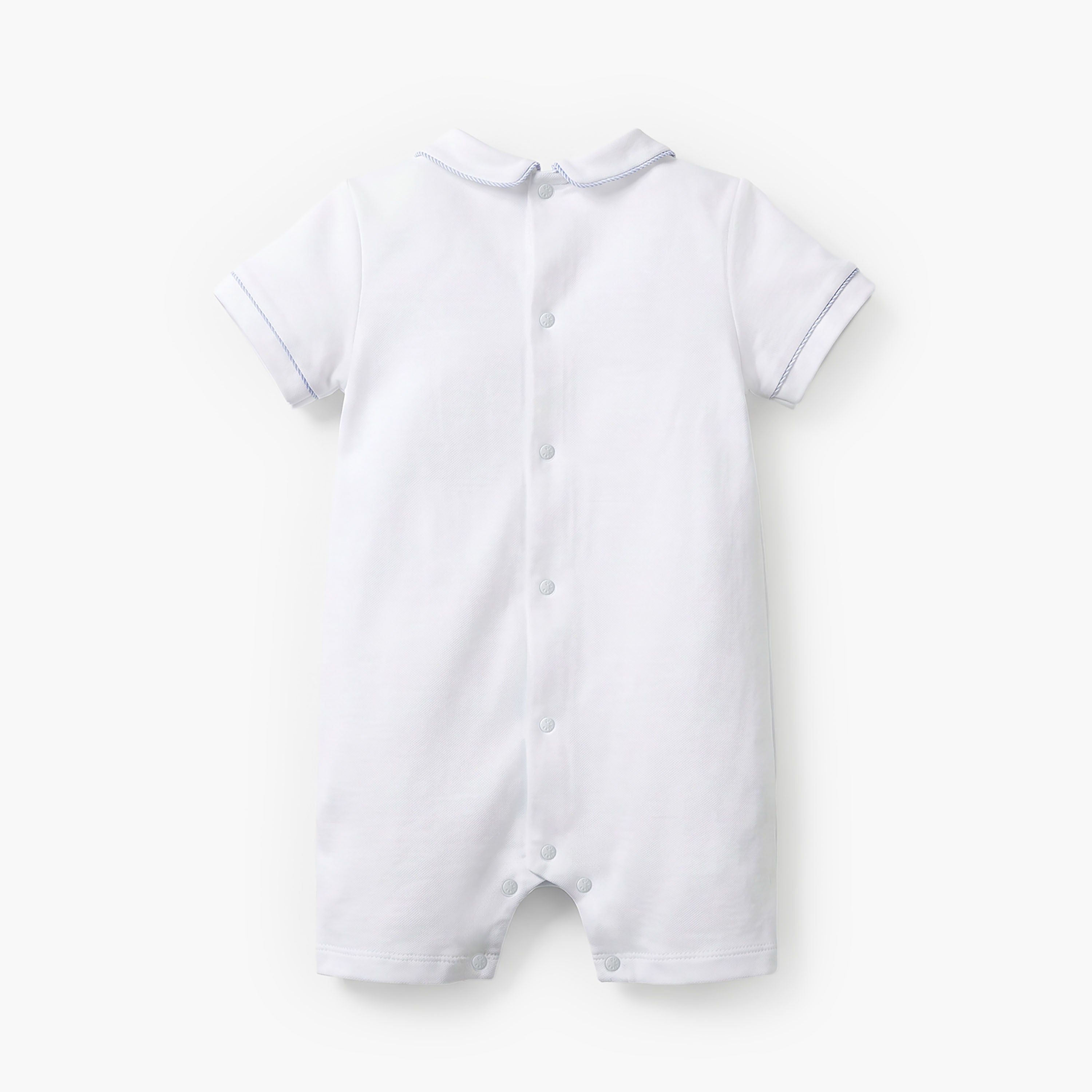 Giggles Striped Collared Romper with Short Sleeves