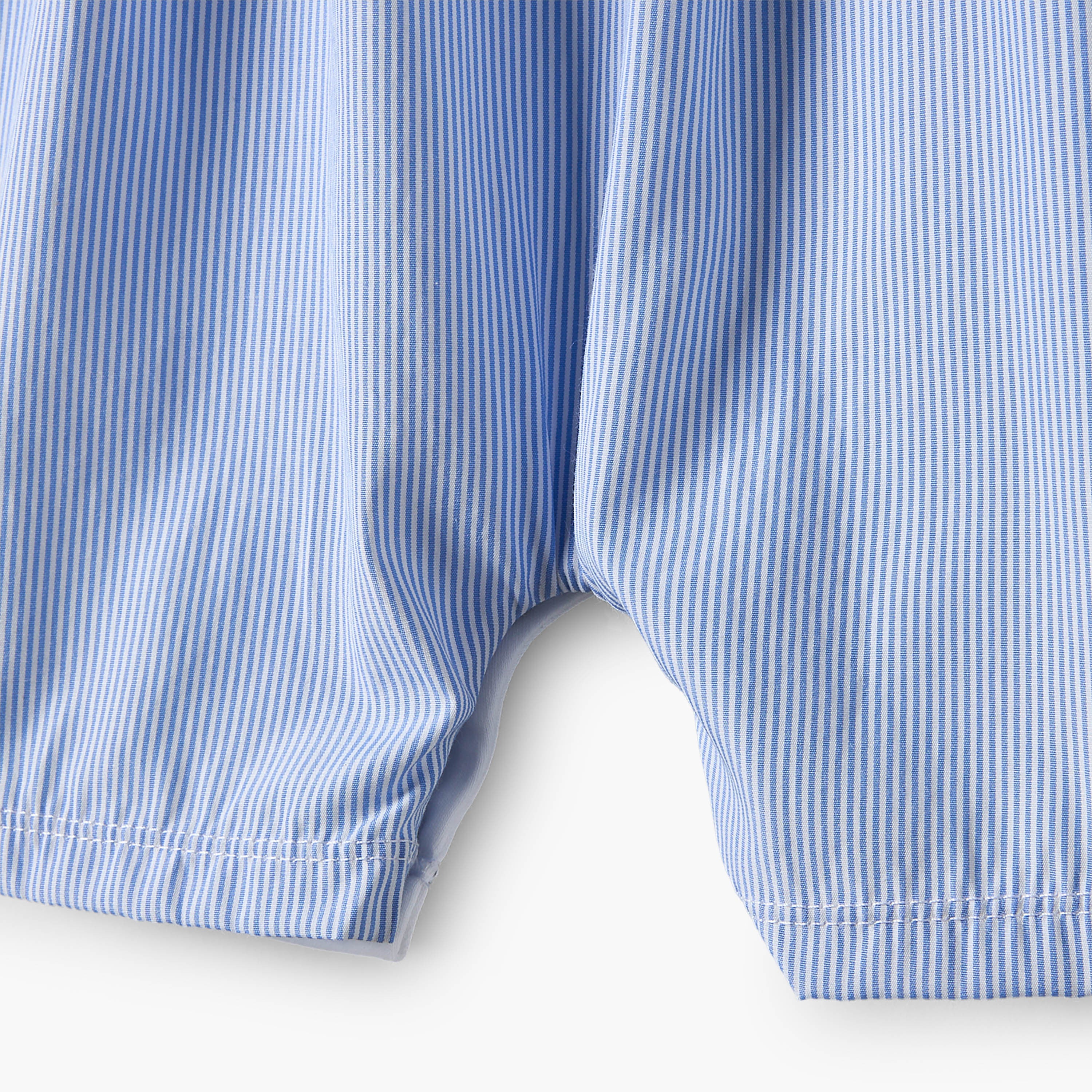Giggles Striped Collared Romper with Short Sleeves