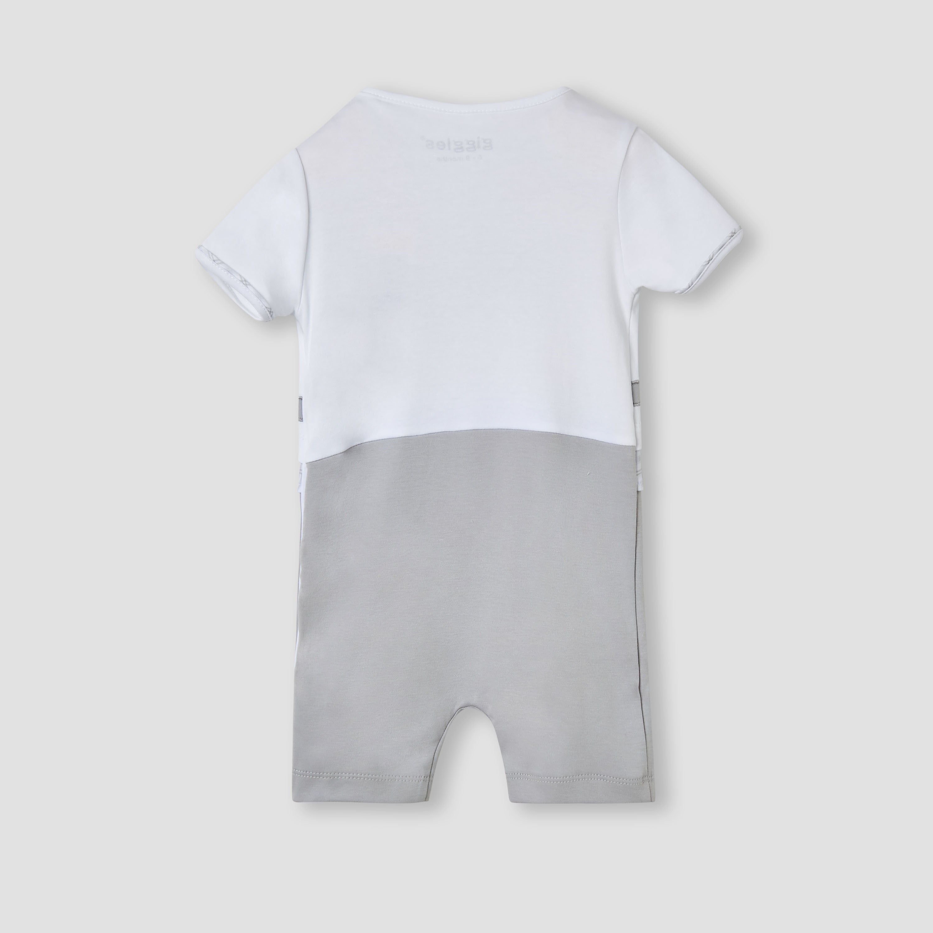 Giggles Bear Applique Romper with Short Sleeves