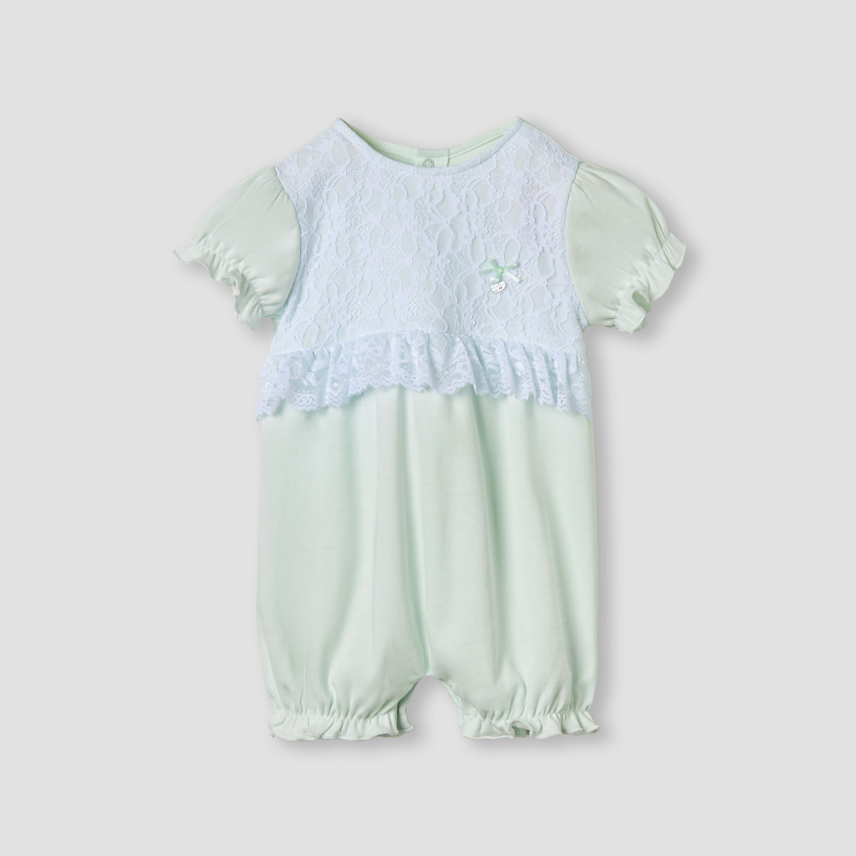 Giggles Floral Lace Romper with Puff Sleeves - HomeBabyGirlsClothingRompers