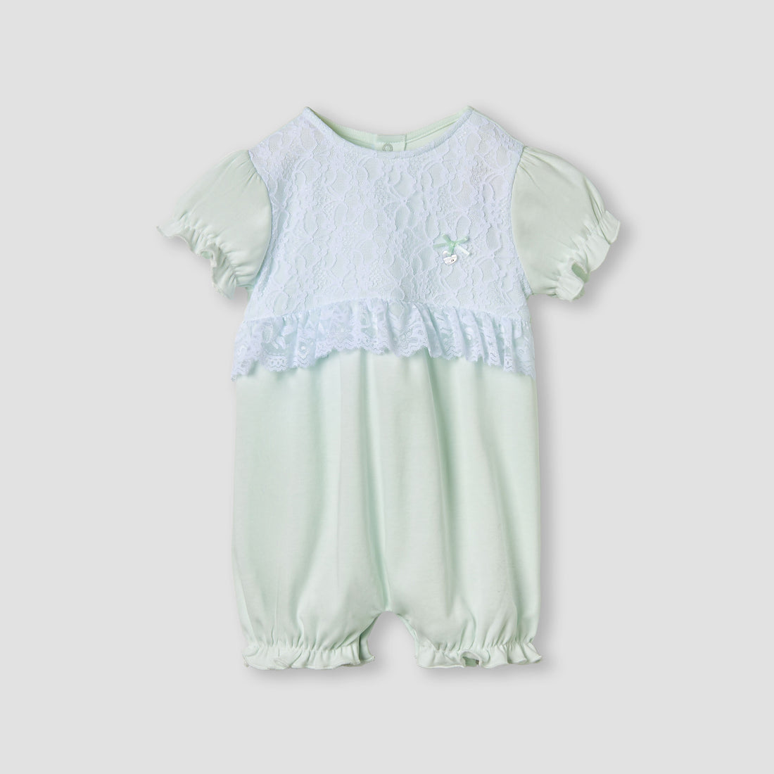 Giggles Floral Lace Romper with Puff Sleeves