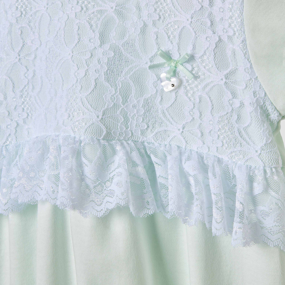 Giggles Floral Lace Romper with Puff Sleeves