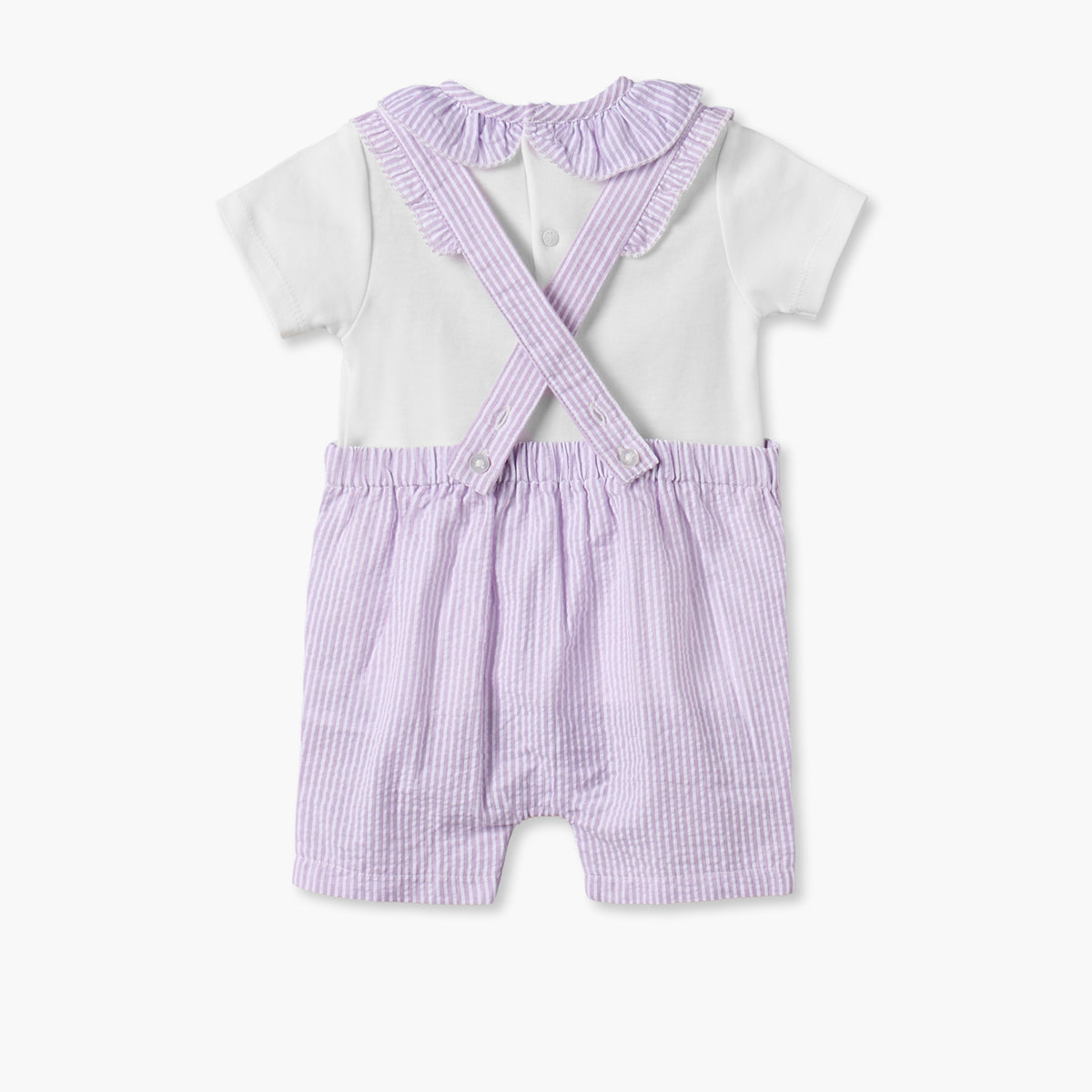 Giggles Crew Short Sleeves Top and Dungaree Set with Stripes