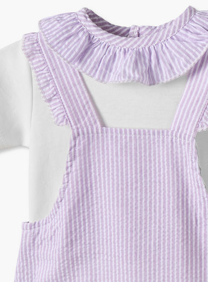 Giggles Crew Short Sleeves Top and Dungaree Set with Stripes-baby-girls-clothing-setsandcoords-image-5