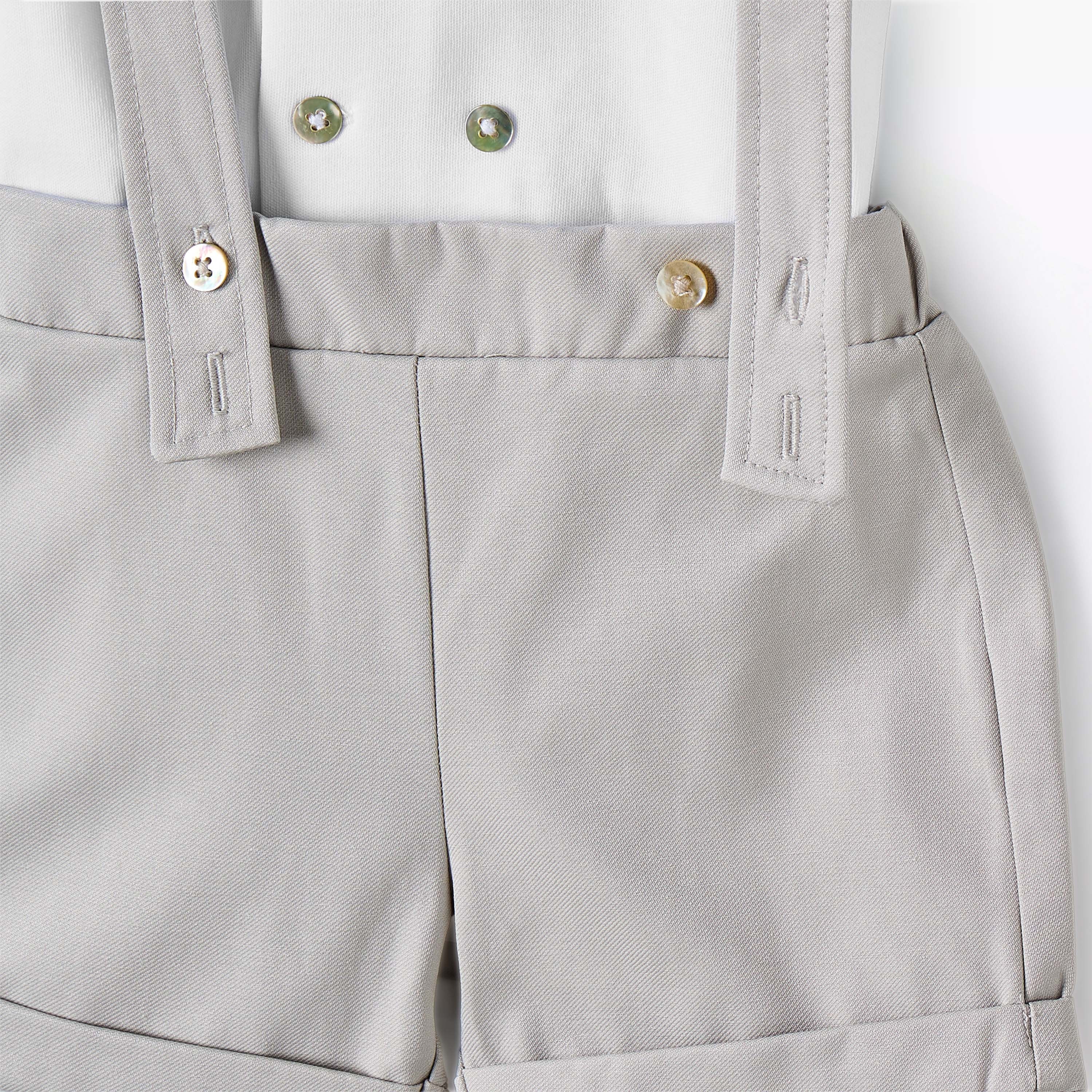 Giggles Peter Pan Collar Short Sleeves T-shirt and Dungaree Set with Button Detail