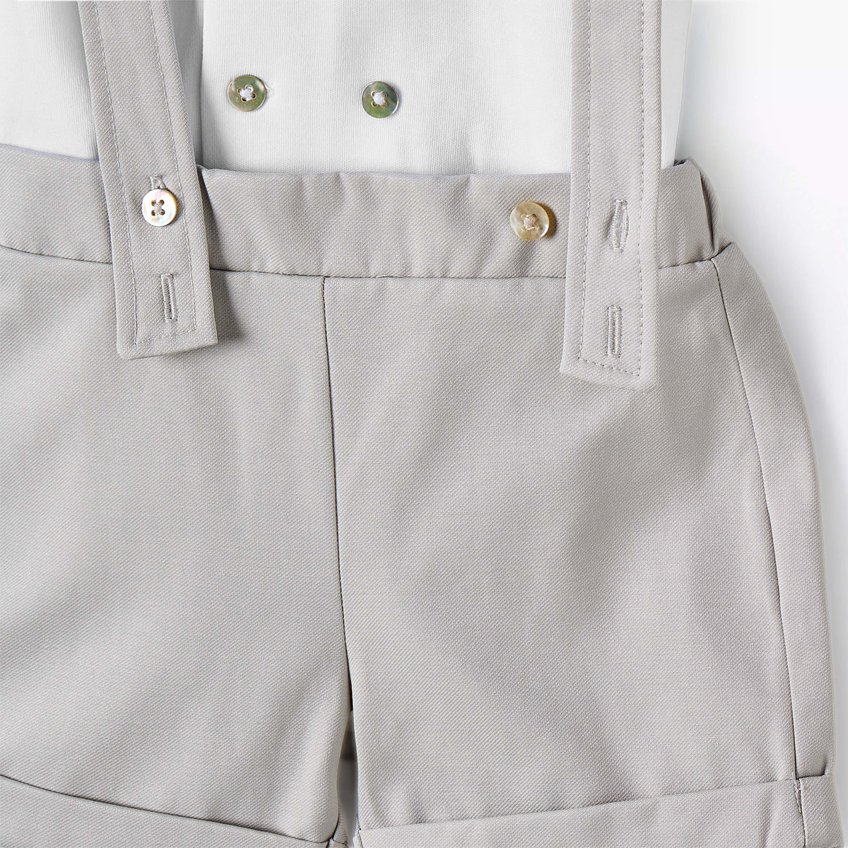 Giggles Peter Pan Collar Short Sleeves T-shirt and Dungaree Set with Button Detail