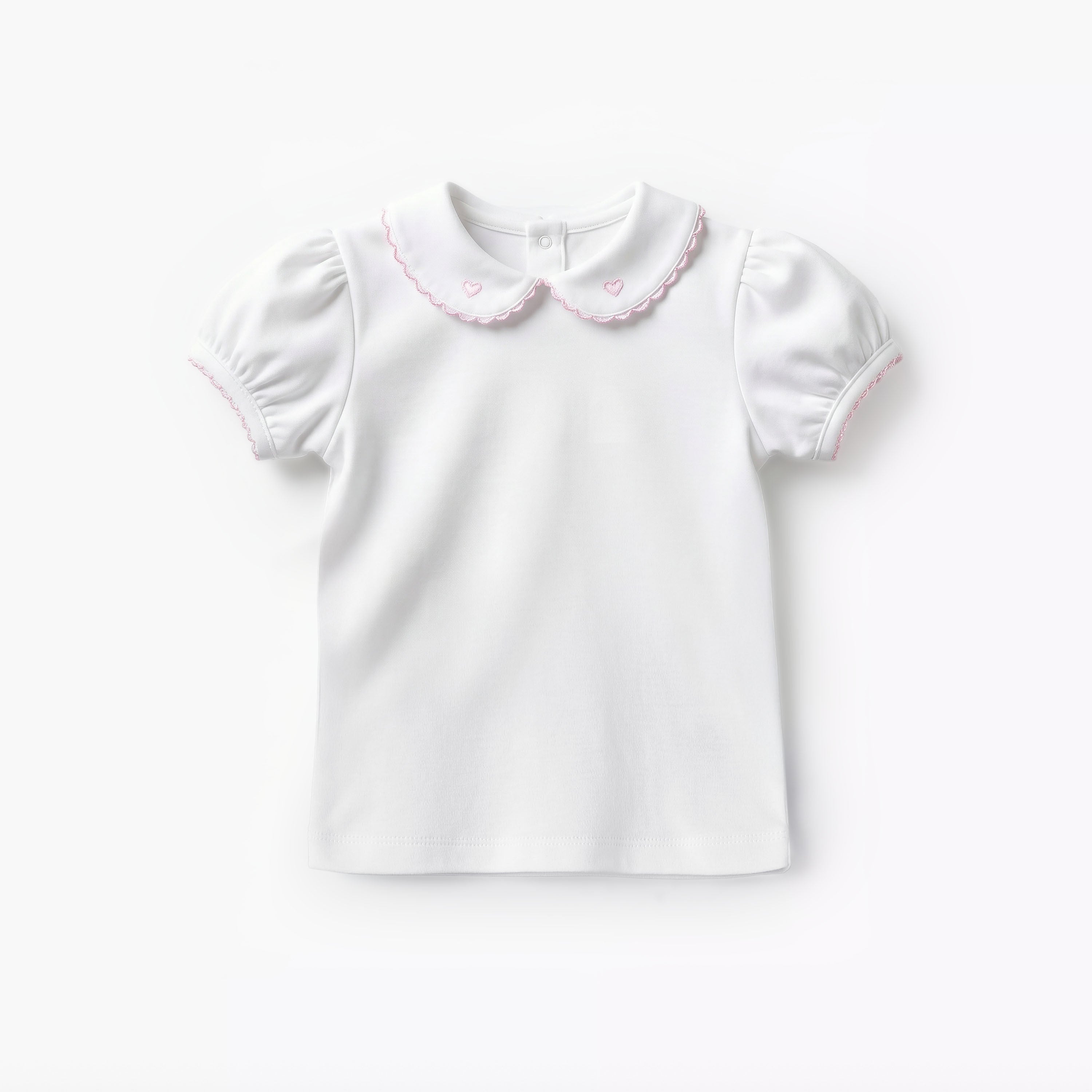 Giggles Peter Pan Collar Short Sleeves T-shirt and Dungaree Set with Embroidery