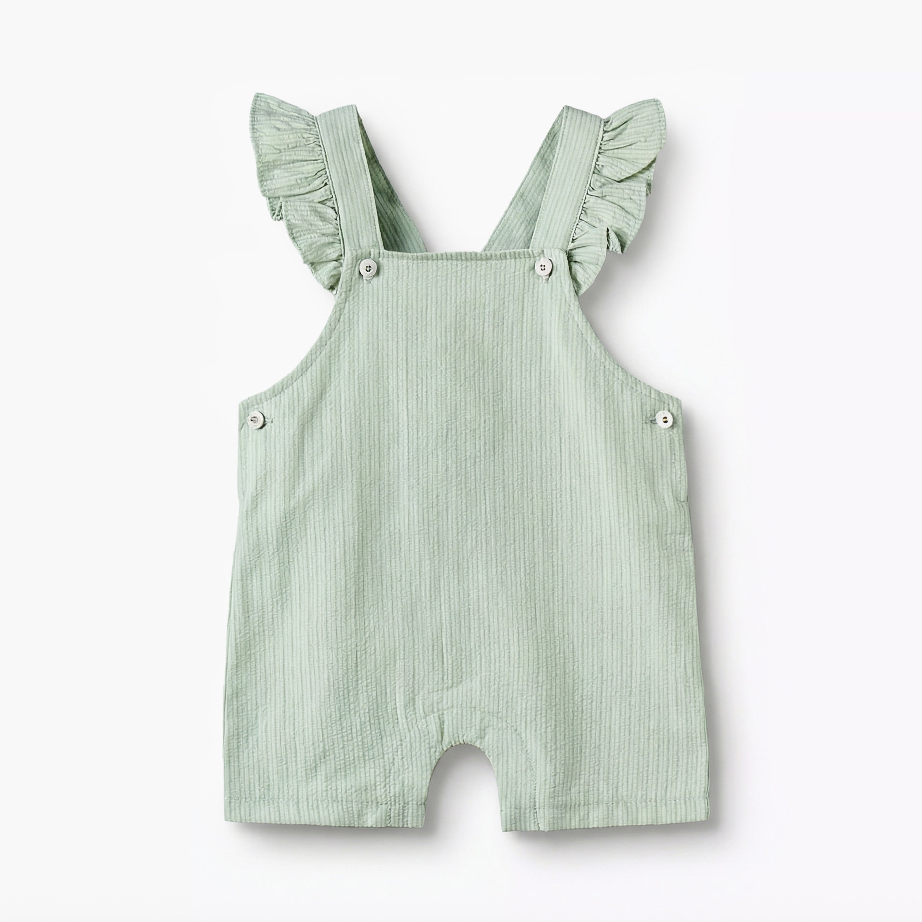 Giggles Crew Neck Short Sleeves T-shirt and Dungaree Set with Ruffle Detail