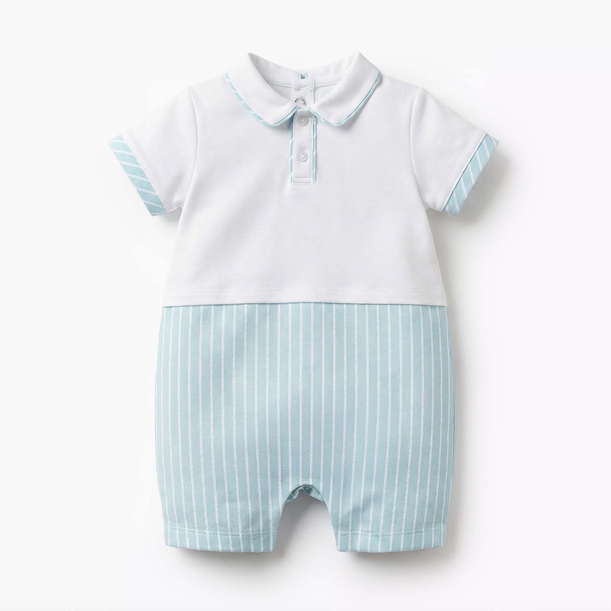 Giggles Peter Pan Collar Short Sleeves Romper with Stripes