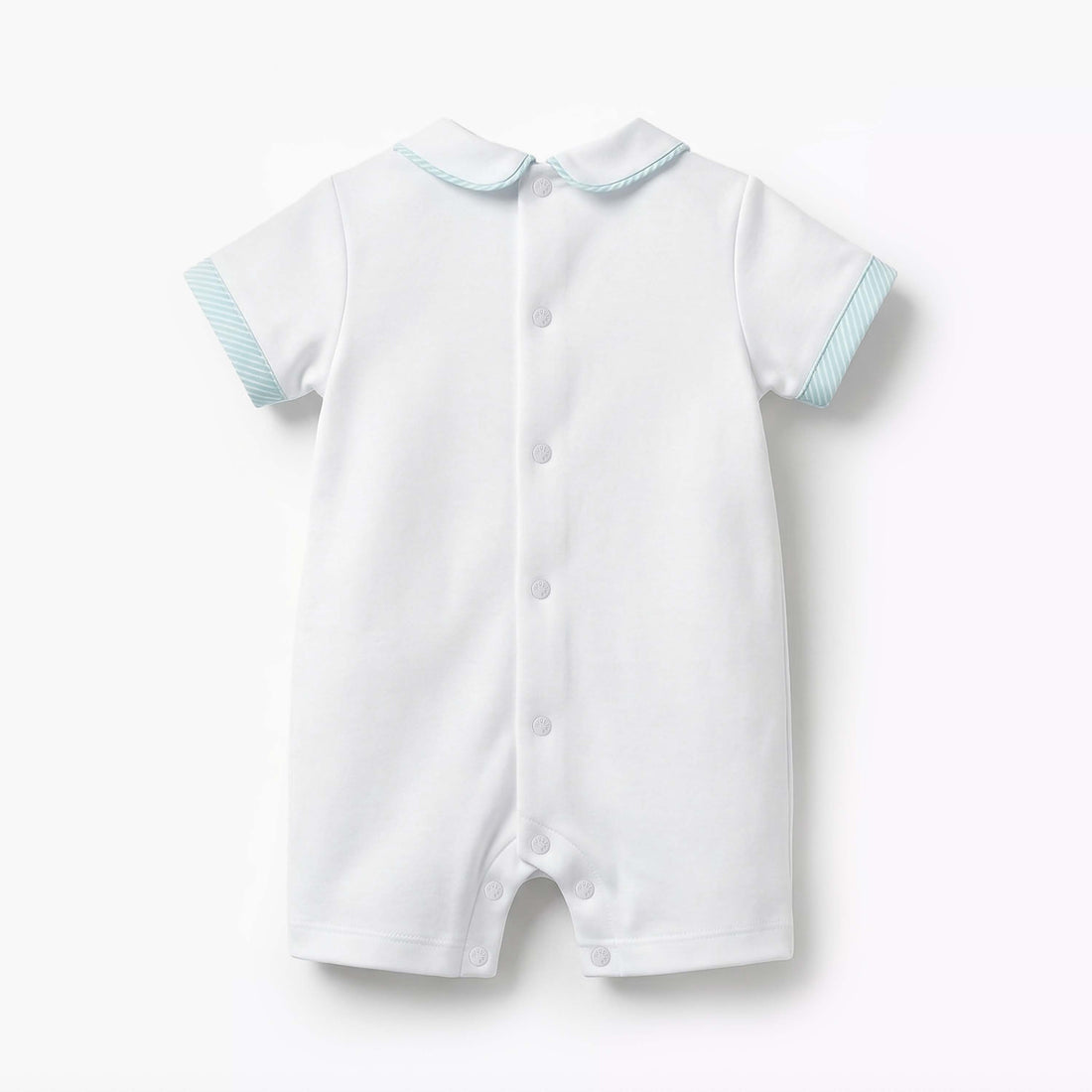 Giggles Peter Pan Collar Short Sleeves Romper with Stripes