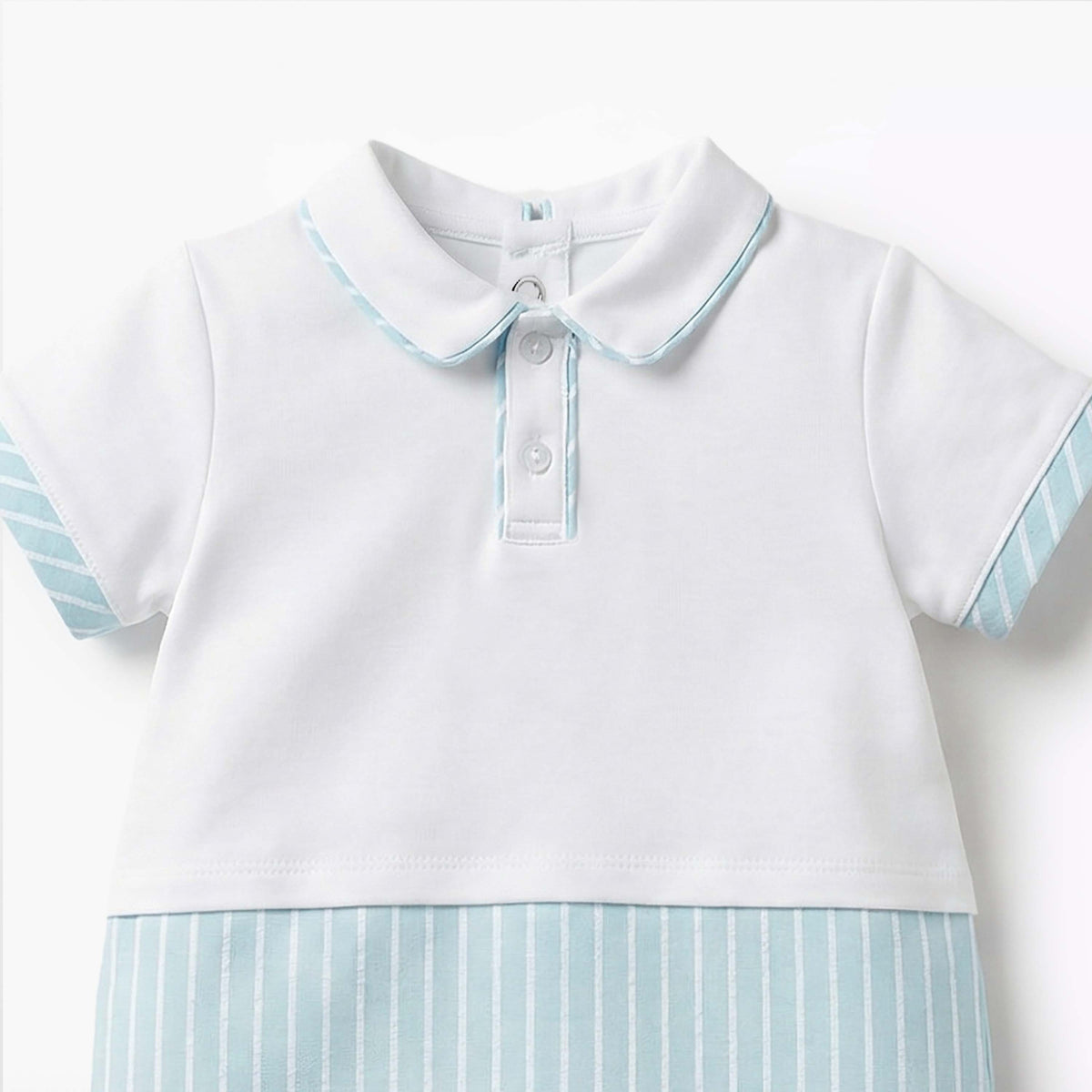 Giggles Peter Pan Collar Short Sleeves Romper with Stripes