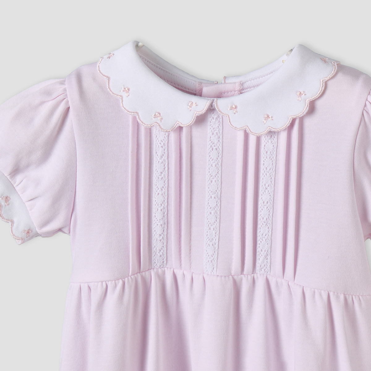 Giggles Collared Short Sleeves Romper with Snap Button Closure