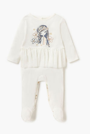 Juniors Printed Closed Feet Sleepsuit with Button Closure and Long Sleeves