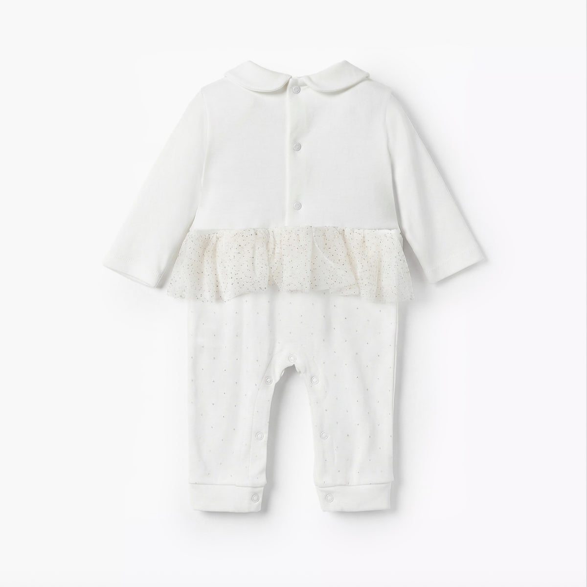 Giggles Cotton Peter Pan Collar Long Sleeves Sleepsuit with Swan Embroidery