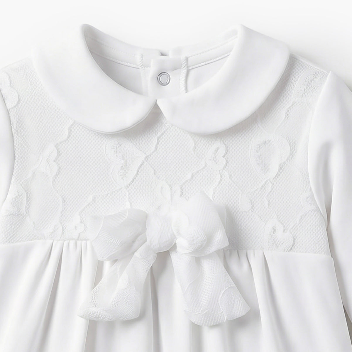 Giggles Peter Pan Collar Long Sleeves Sleepsuit with Lace Detail