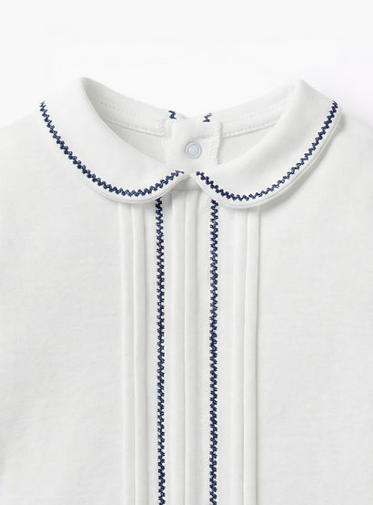Giggles Cotton Collared Long Sleeves Sleepsuit with Pinstripe Print-baby-boys-clothing-nightwear-sleepsuits-image-3