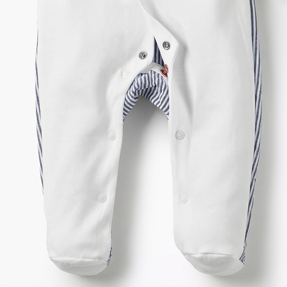 Giggles Cotton Collared Long Sleeves Sleepsuit with Pinstripe Print