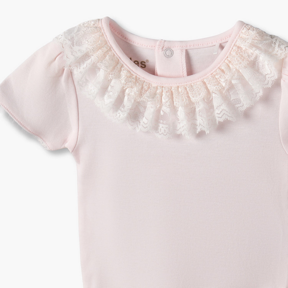 Pack of 2 Giggles Cotton Round Neck Short Sleeves Bodysuit with Lace Trim