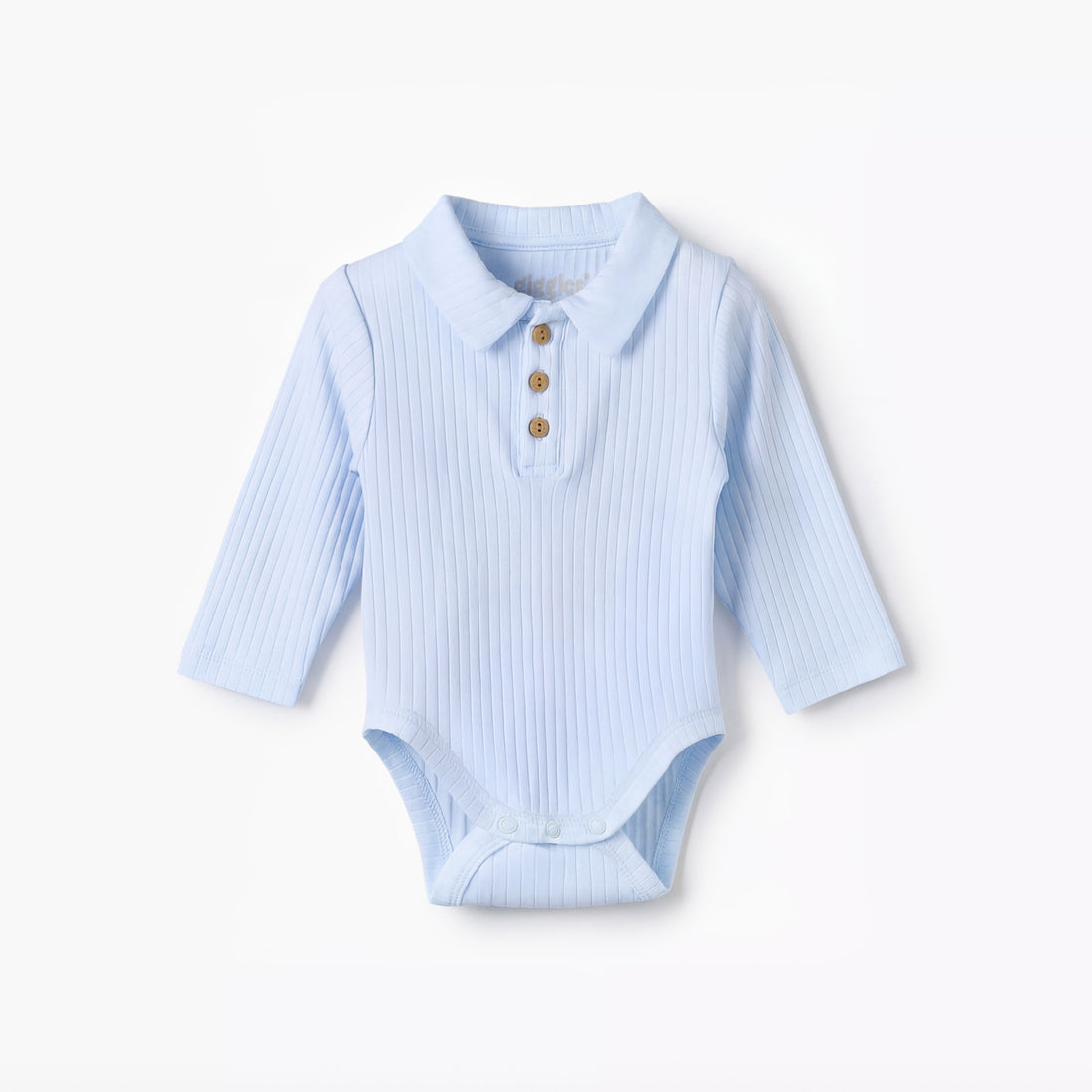 Pack of 2 Giggles Collared Long Sleeve Bodysuit with Snap Button Closure