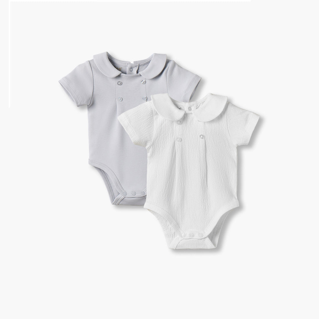 Pack of 2 Giggles Cotton Collared Short Sleeves Bodysuit with Snap Button Closure