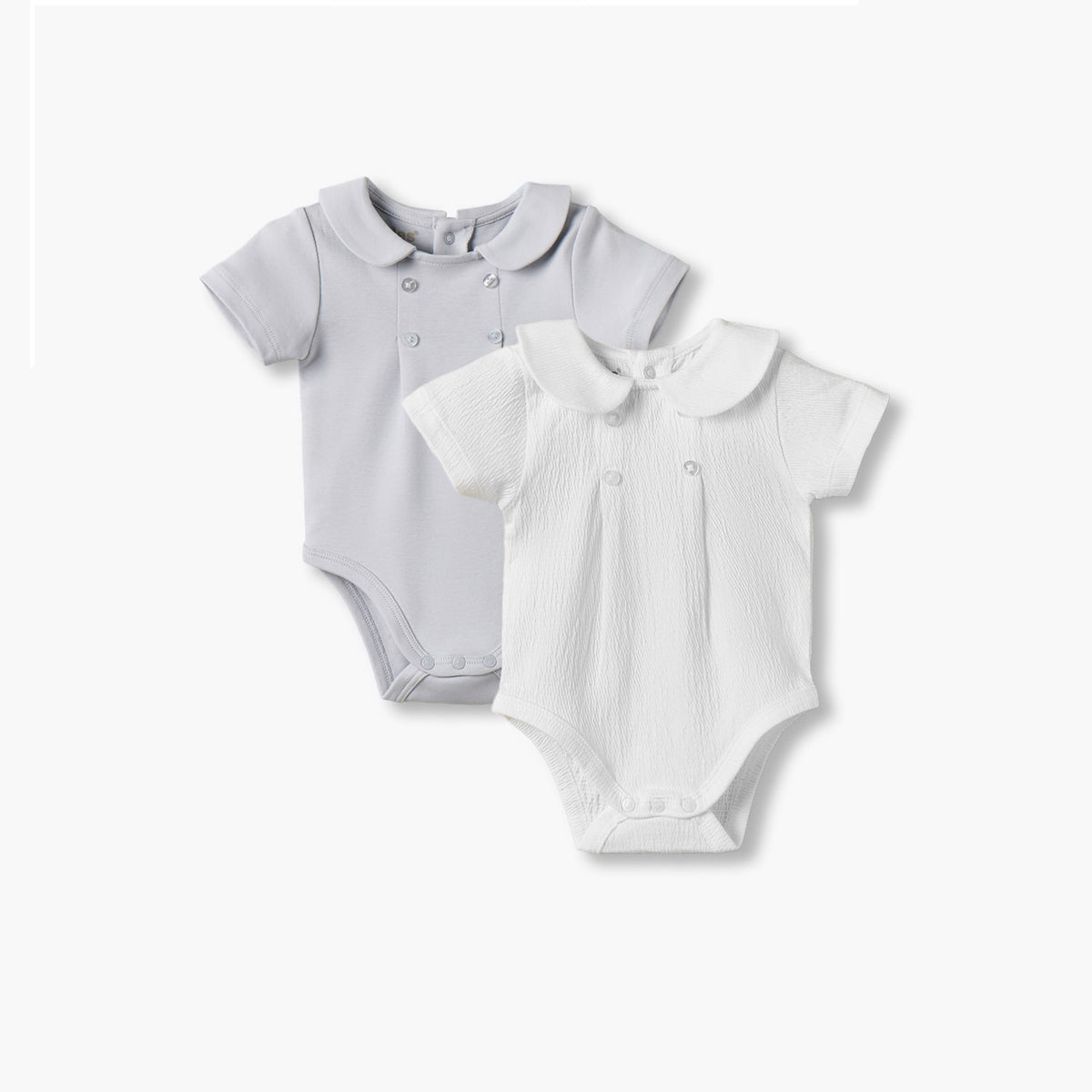 Pack of 2 Giggles Cotton Collared Short Sleeves Bodysuit with Snap Button Closure
