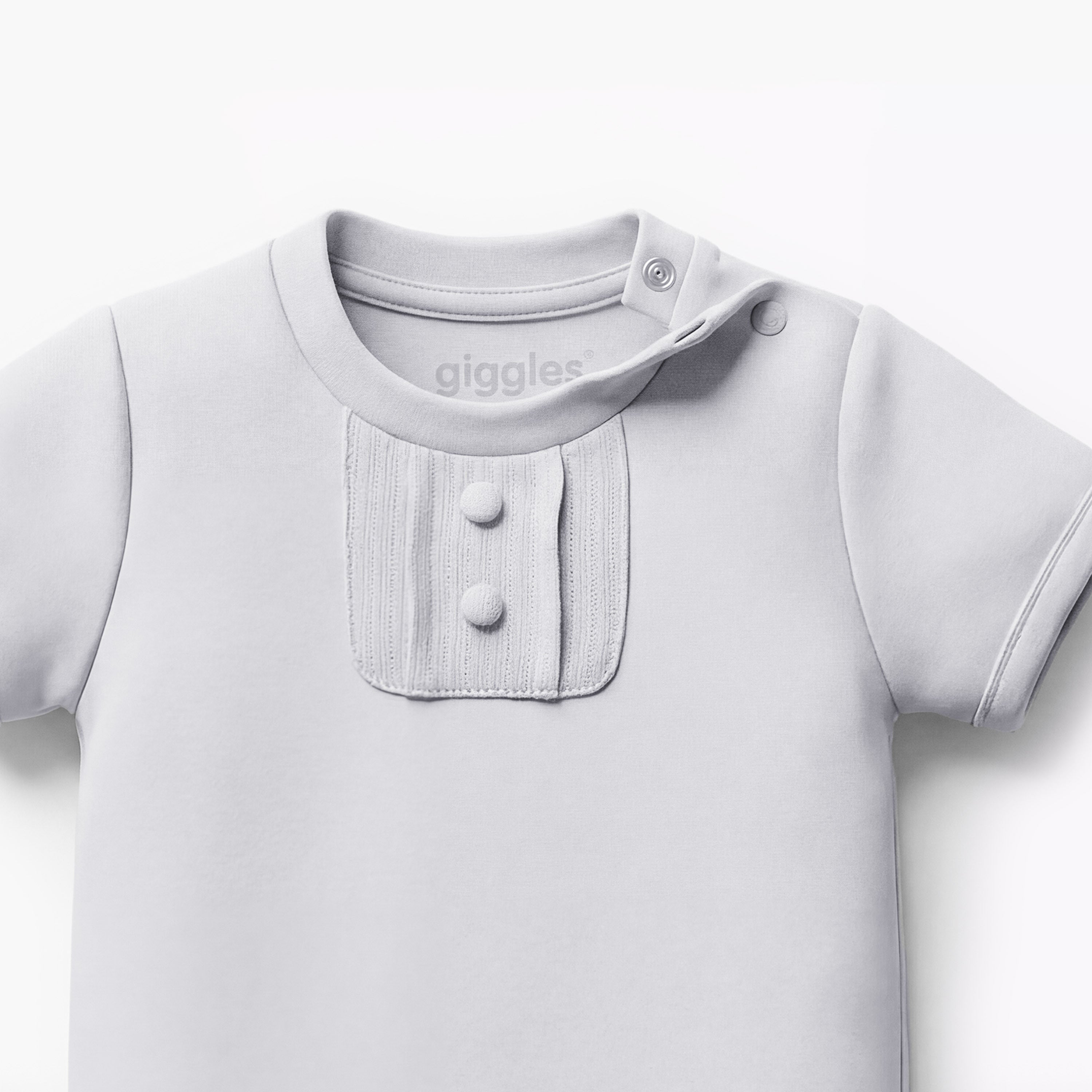 Pack of 2 Giggles Round Neck Short Sleeve Bodysuit with Snap Button Closure