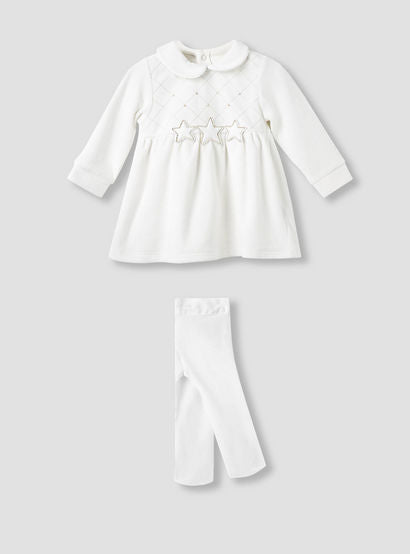 Giggles Girls Dress with Stockings - Long Sleeves - Peter Pan Collar-baby-girls-clothing-setsandcoords-image-1