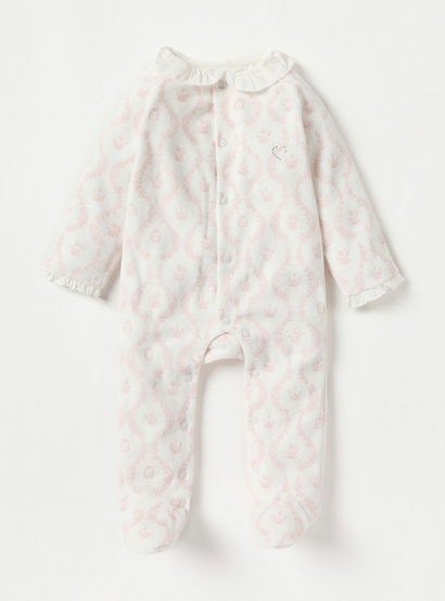 Giggles Floral Print Closed Feet Sleepsuit with Button Closure-baby-girls-clothing-nightwear-sleepsuits-image-1
