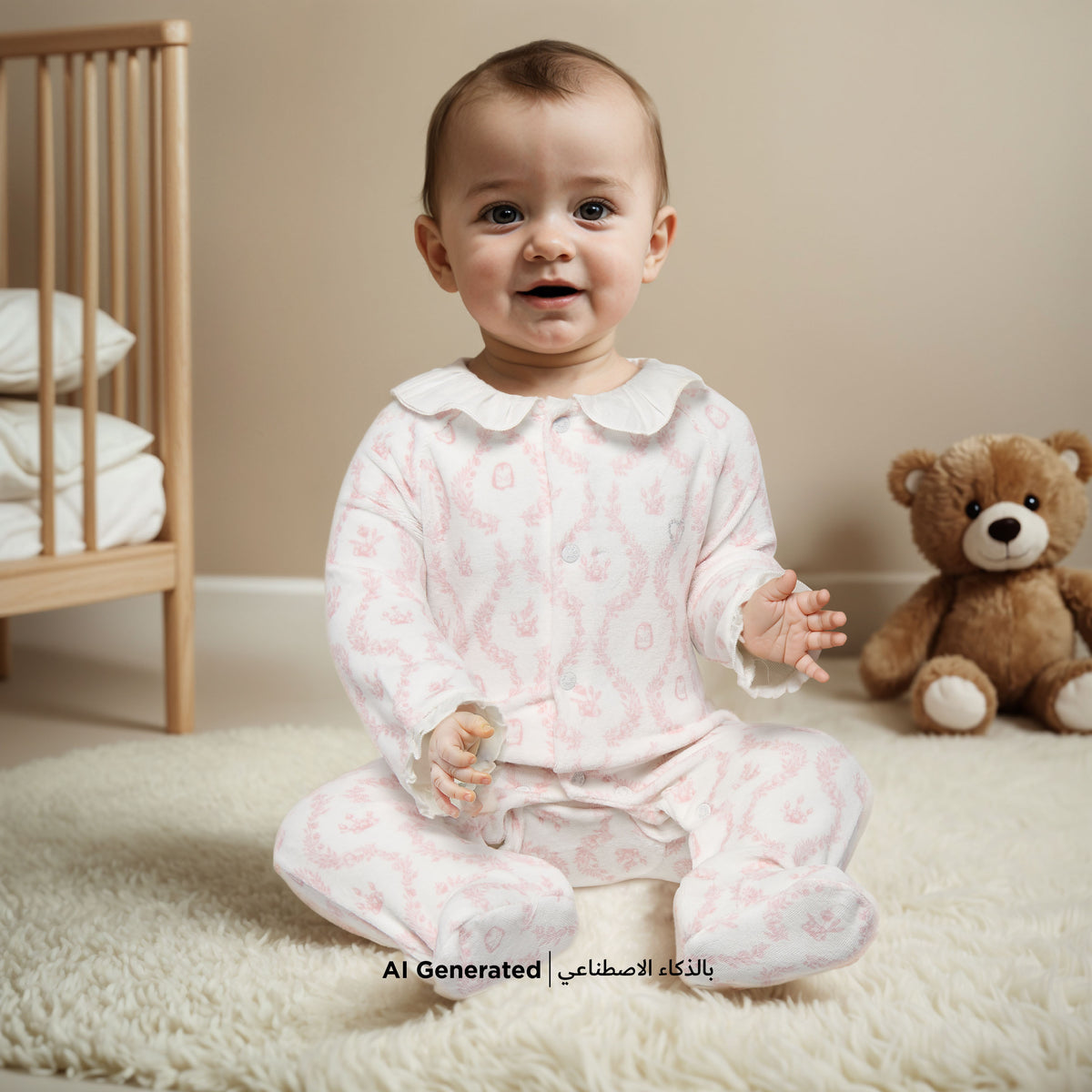 Giggles Floral Print Closed Feet Sleepsuit with Button Closure