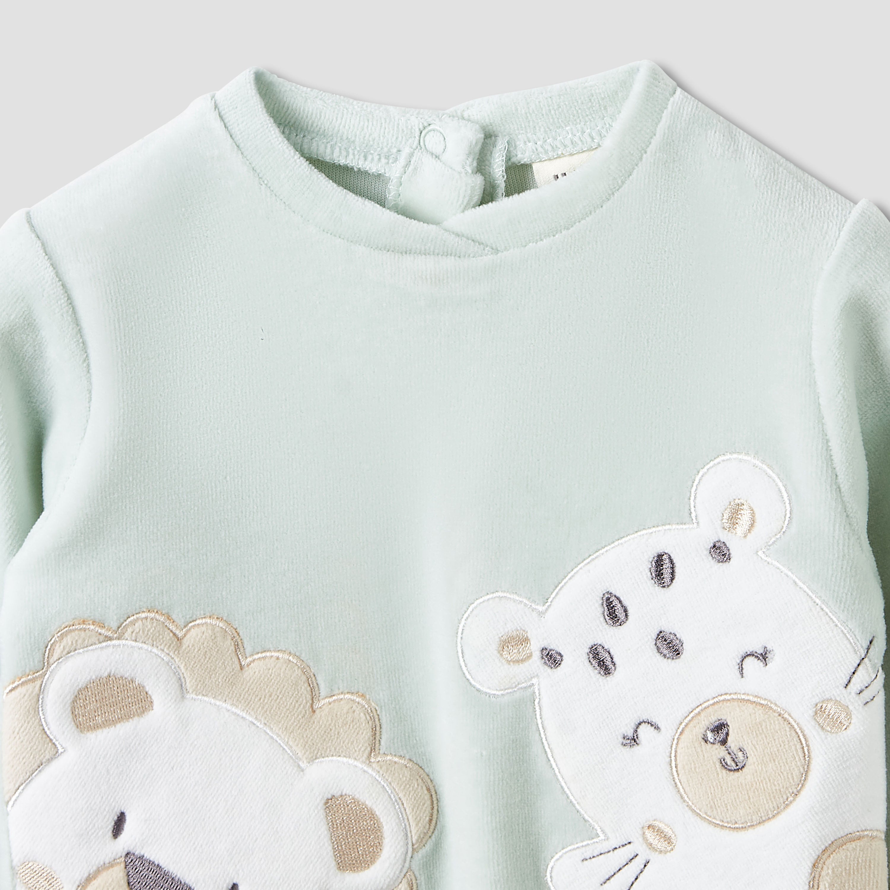 Juniors Pyjama Set with Animal Applique - Long Sleeves - Crew Neck
