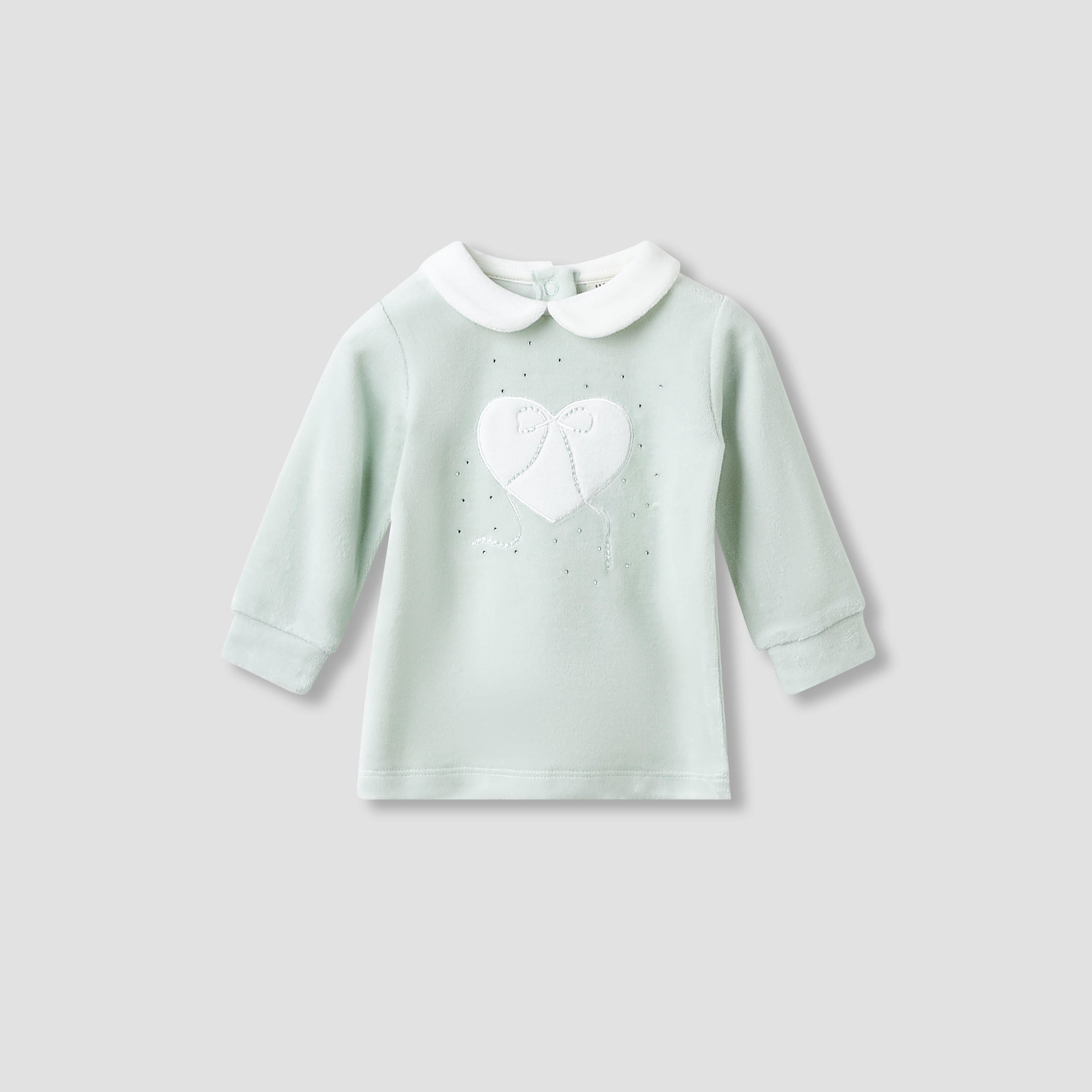 Juniors Pyjama Set with Heart Applique - Long Sleeves - Collar