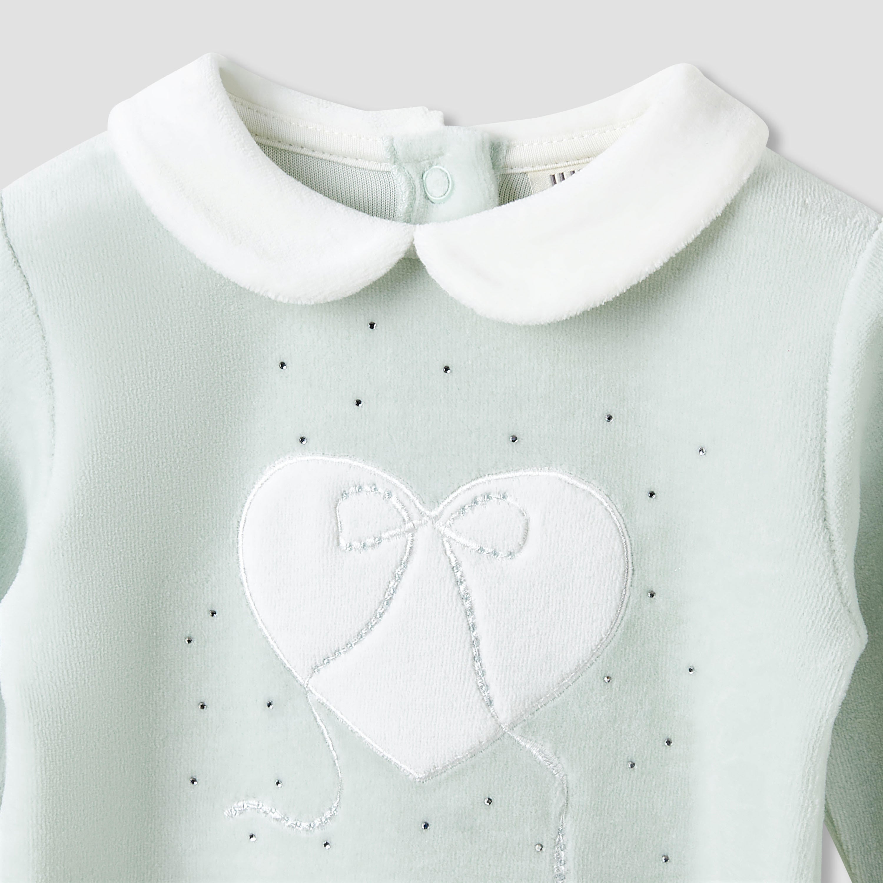 Juniors Pyjama Set with Heart Applique - Long Sleeves - Collar