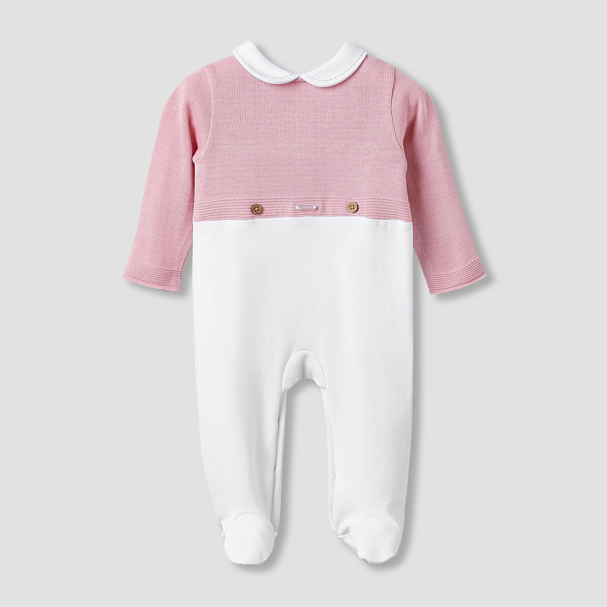 Giggles Collared Sleepsuit with Snap Button Closure - Long Sleeves