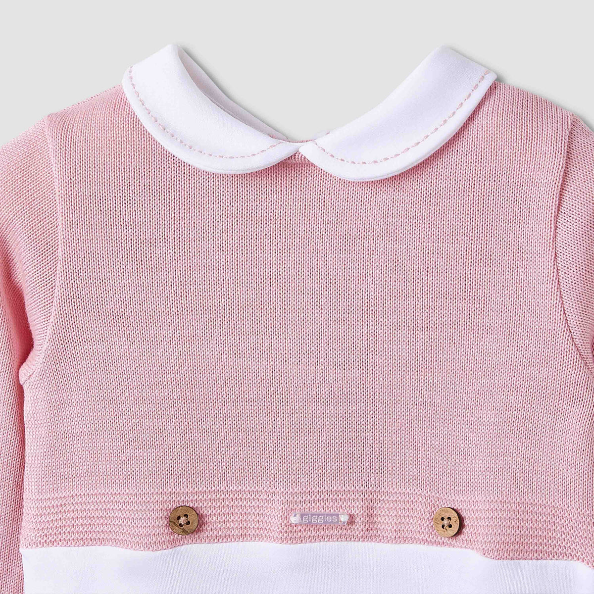 Giggles Collared Sleepsuit with Snap Button Closure - Long Sleeves