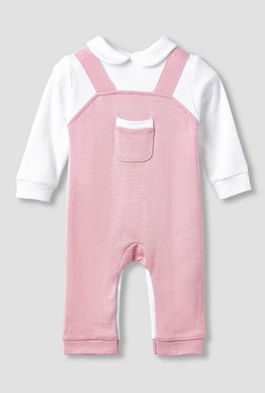 Giggles Peter Pan Collar Sleepsuit with Pocket Detail - Long Sleeves
