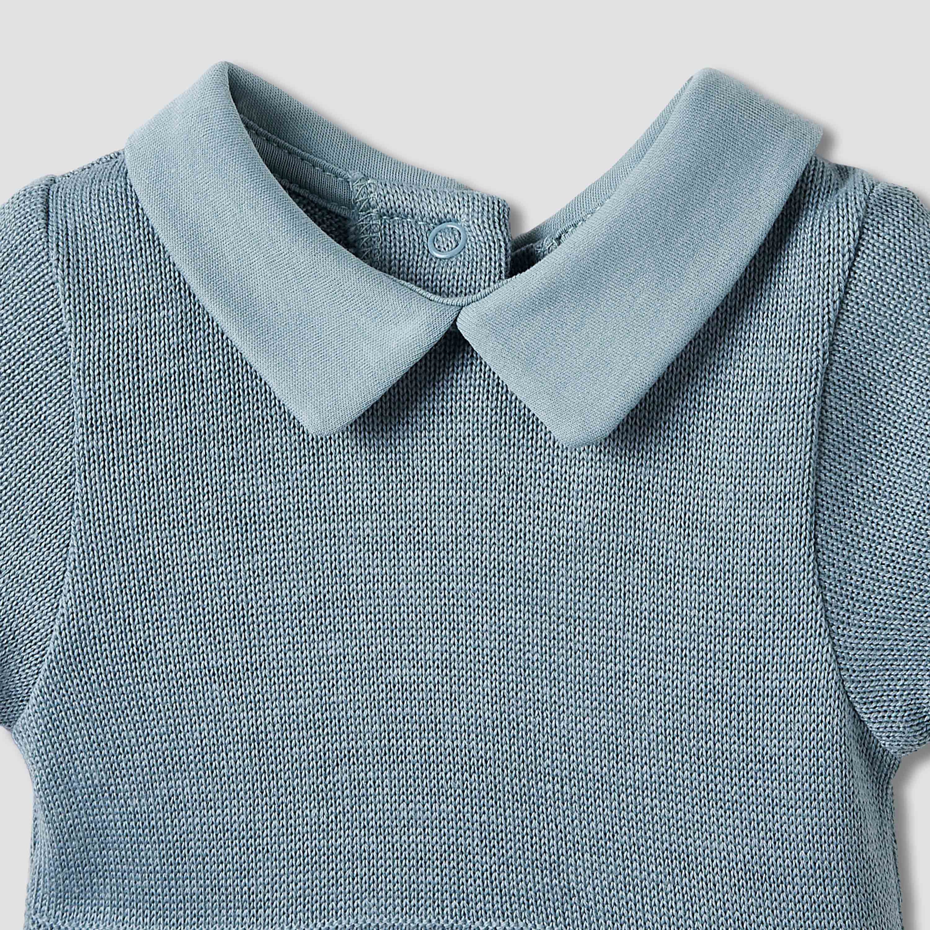 Giggles Collared Bodysuit with Snap Button Closure - Short Sleeves