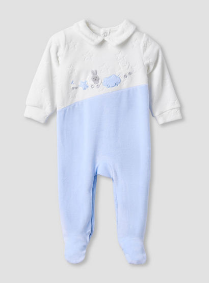 Giggles Collared Sleepsuit with Star Texture - Long Sleeves-baby-boys-clothing-nightwear-sleepsuits-image-1